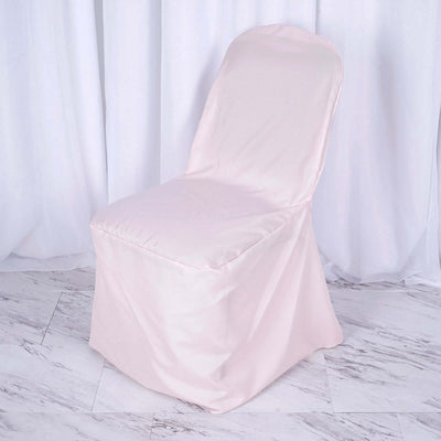 Polyester Slip On Banquet Chair Covers Blush - Stain-Resistant Reusable Durable Fabric
