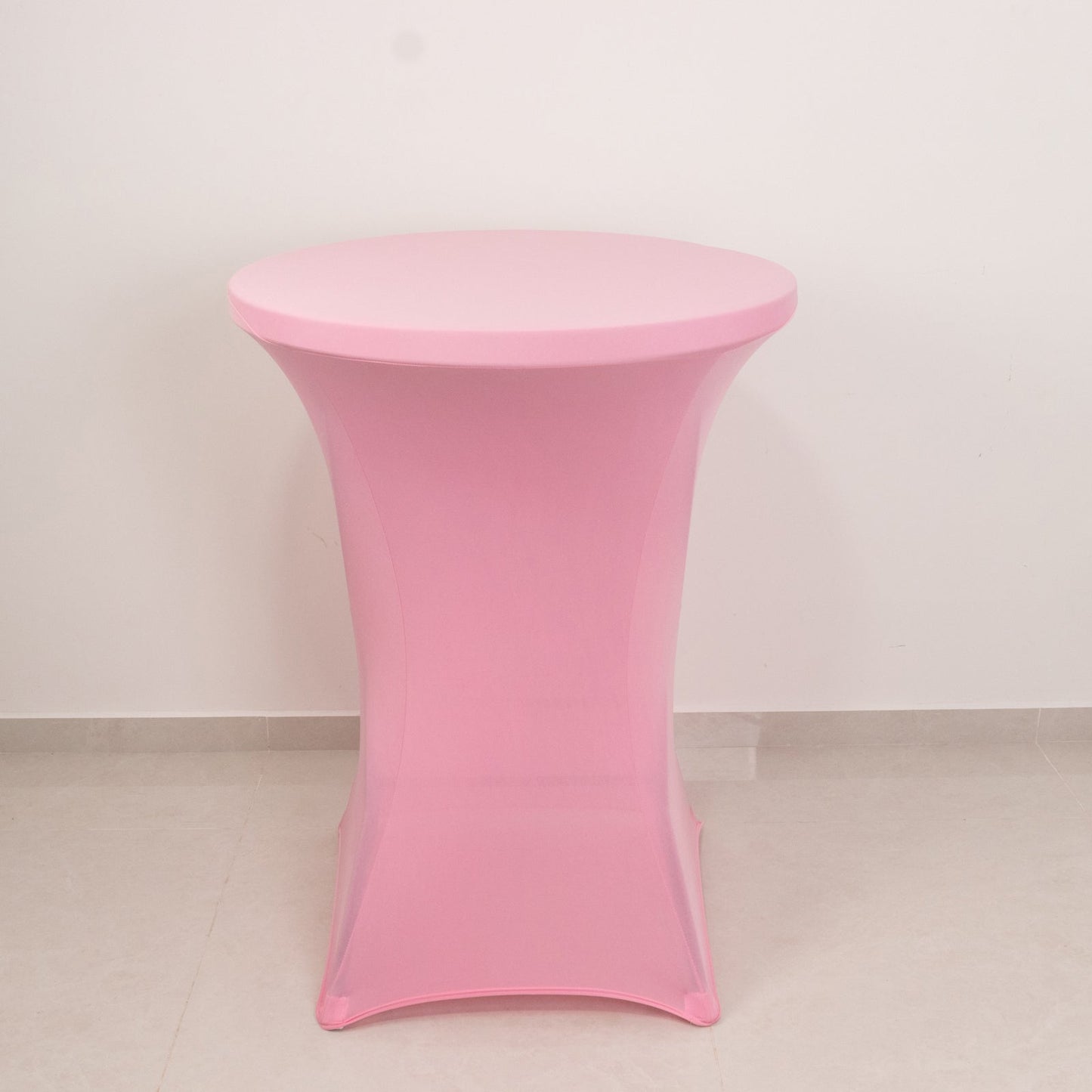 Spandex 30" Round Cocktail Table Cover Pink - Easy to Maintain Stretch Fitted Highboy Tablecloth