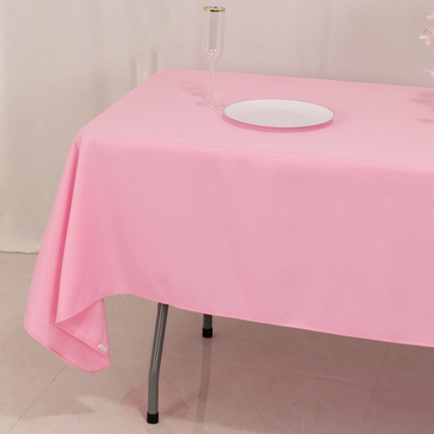 Premium Polyester 60"x102" Rectangle Tablecloth Pink - Durable 220GSM Wrinkle-Resistant Table Cover