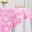Satin 72"x72" Table Overlay Square Tablecloth Pink - 3D Rosette Table Cover