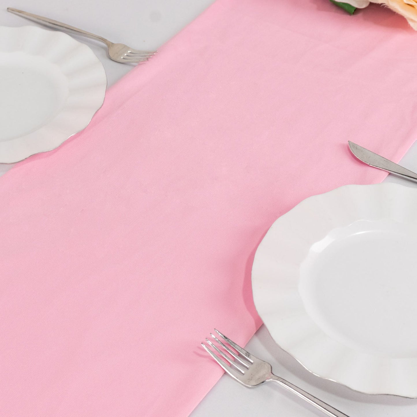Scuba Polyester 12"x108" Table Runner Pink - Wrinkle-Free Table Linen