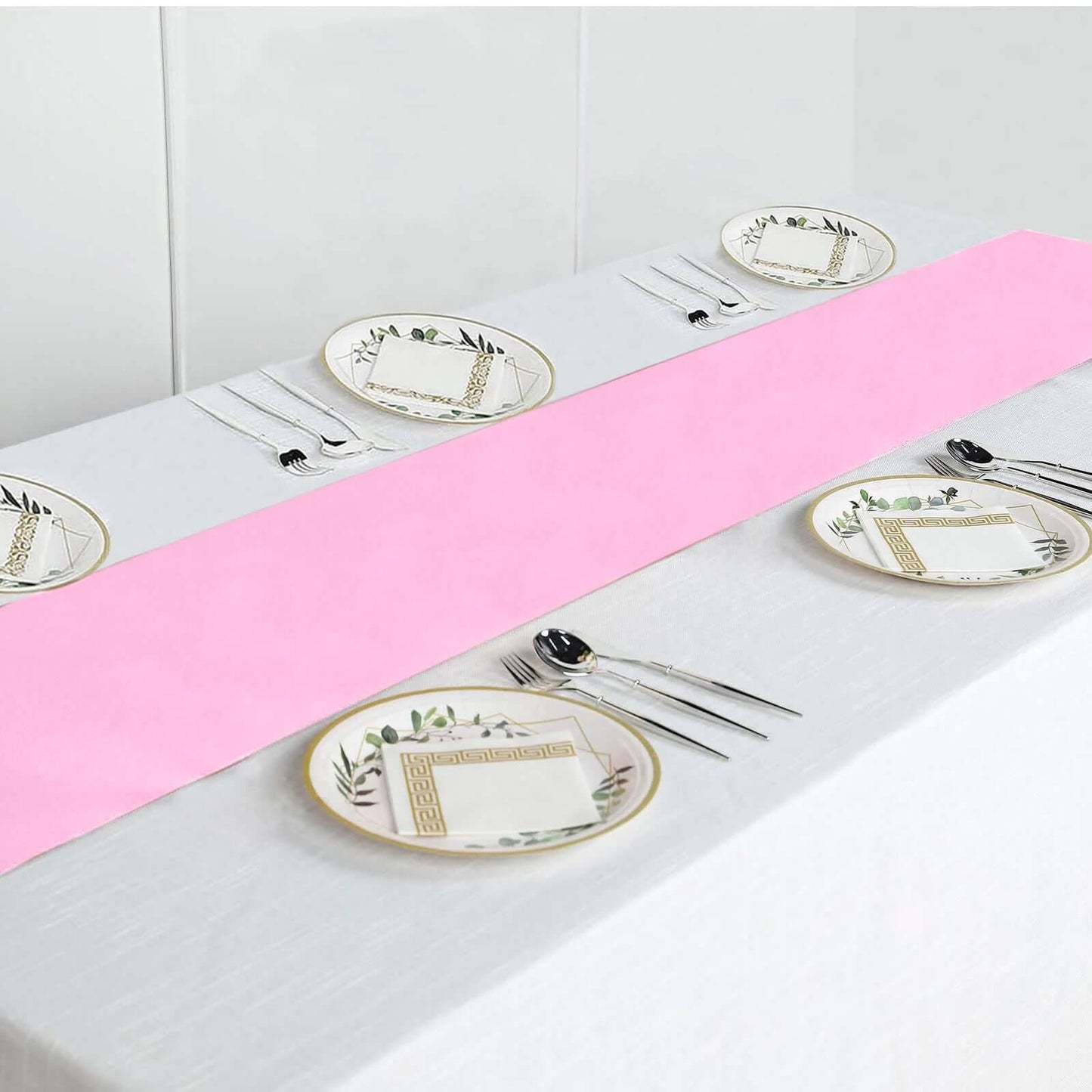 Polyester 12"x108" Table Runner Pink - Durable & Wrinkle-Resistant Table Decor