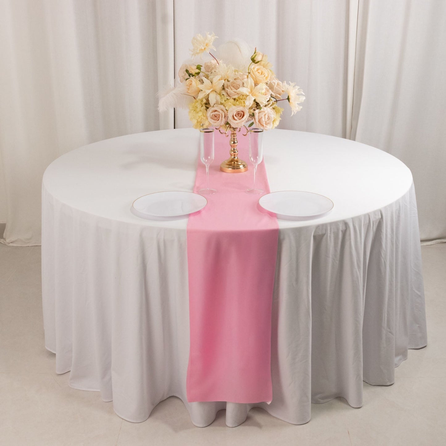 Scuba Polyester 12"x108" Table Runner Pink - Wrinkle-Free Table Linen