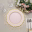10-Pack Plastic 10" Round Dinner Plates in Blush with Gold Scalloped Rim - Disposable Party Plates