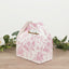 25 Pack Candy Treat Tote Boxes in French Toile Pattern - Matte Pink and White Party Favor Gable Boxes, Cardstock Paper - 6"x3.5"x7"