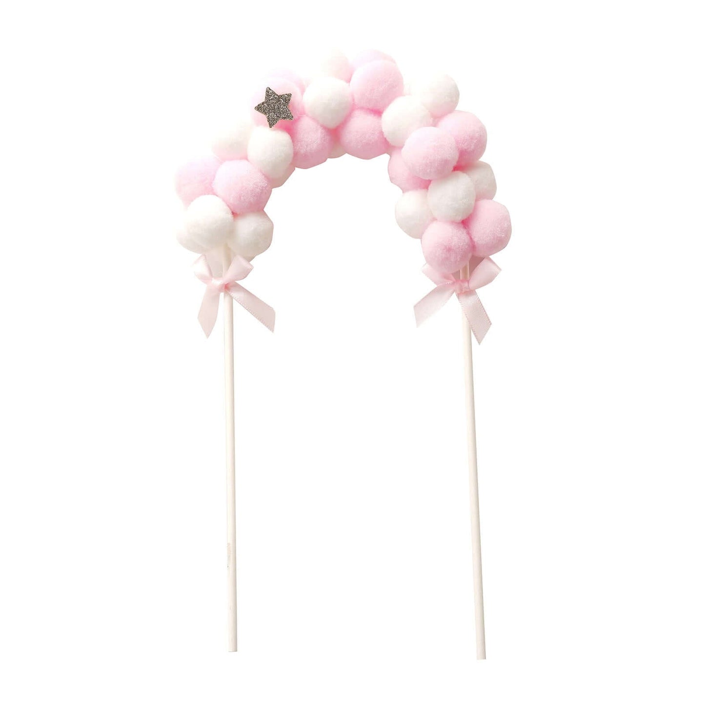 Cotton Ball Arch Cake Topper Pink/White - Charming Mini Cake Decoration Supplies for Nautical Sky & Baby-Themed Events 6"x11"