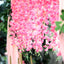 42" Silk Hanging Wisteria Flower Garland Vines in Pink, Elaborated 5 Full Strands in 1 Bush