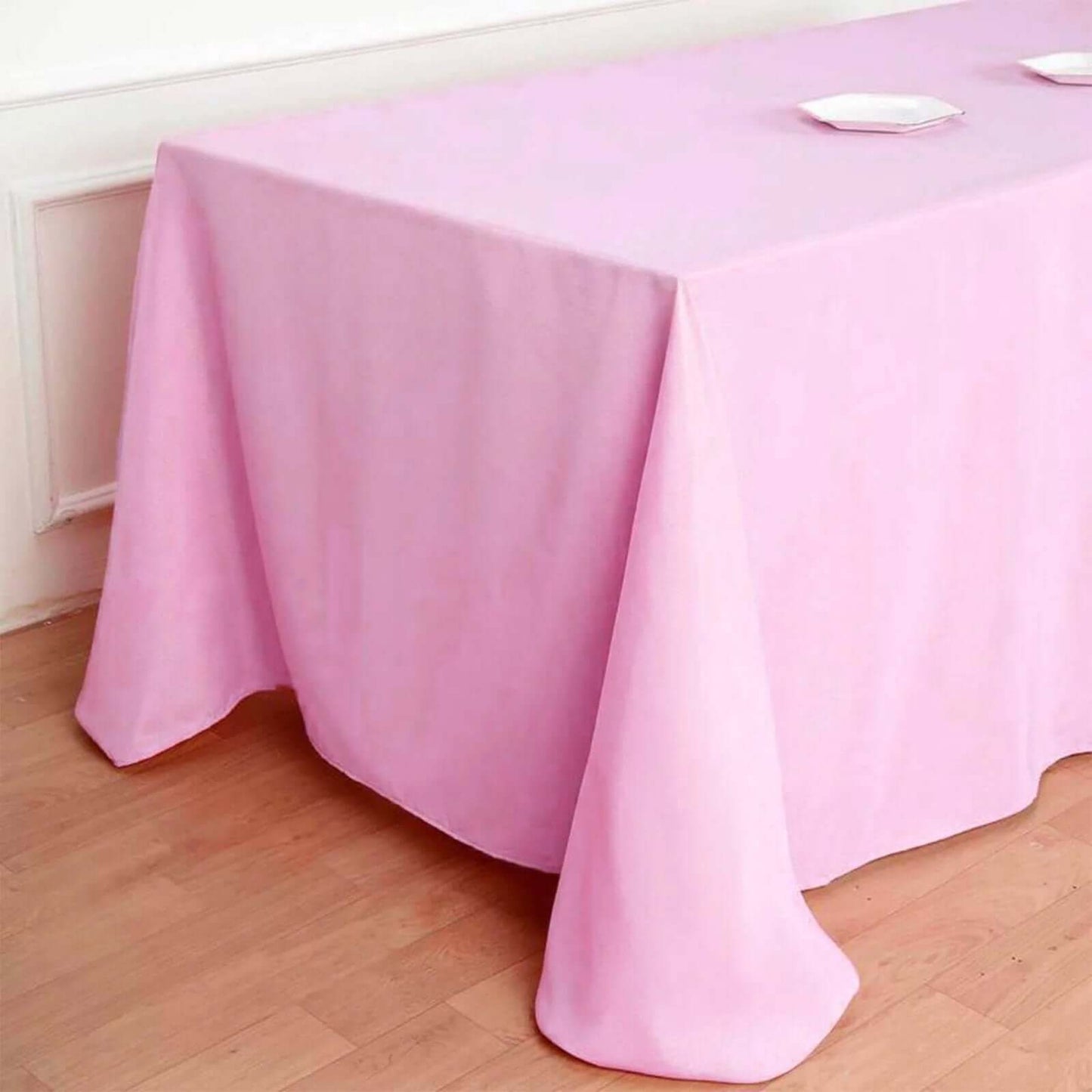 Polyester 90"x132" Rectangle Tablecloth Pink - Seamless Wrinkle-Resistant Table Cover