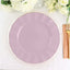 10-Pack Plastic 11" Round Dinner Plates in Lavender Lilac Ruffled Rim with Gold Edging - Sturdy Disposable Dinnerware