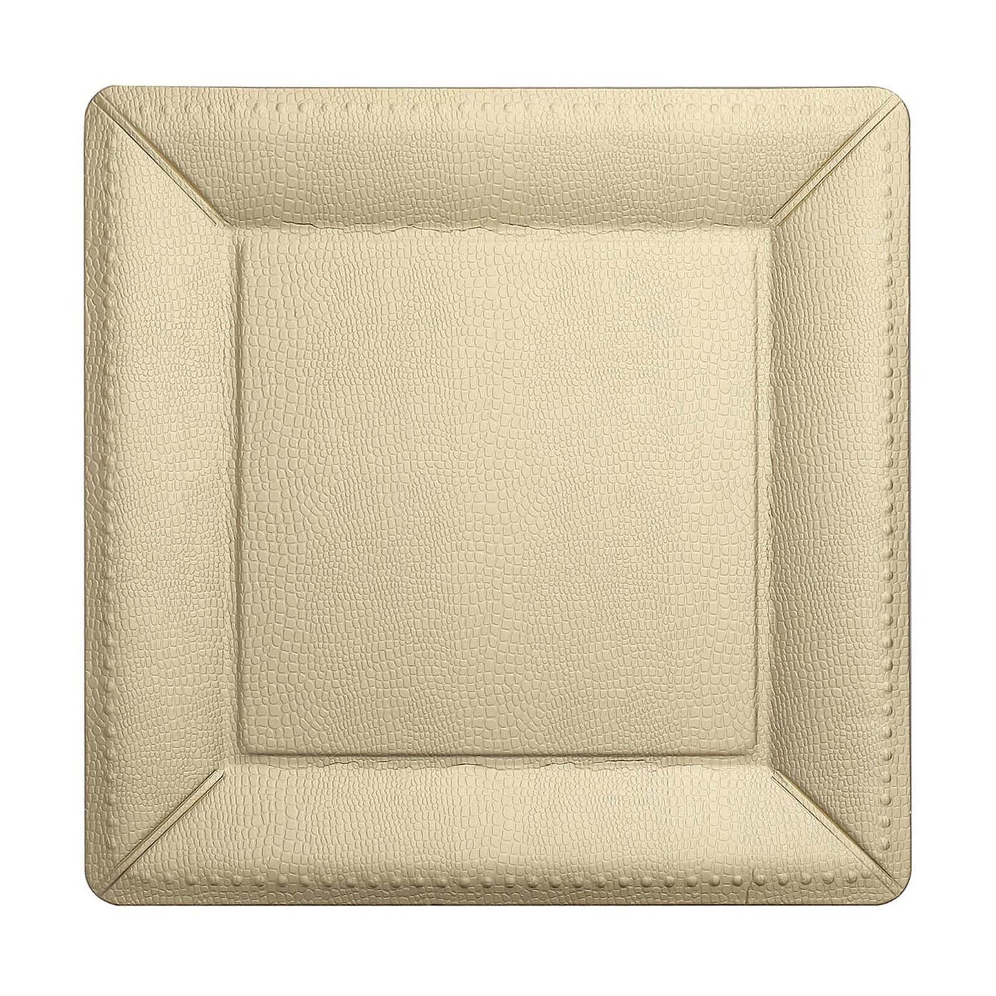 10-Pack Disposable Square Charger Plates in Champagne with Leather Like Texture - 1100GSM Durable Paper Chargers 13"