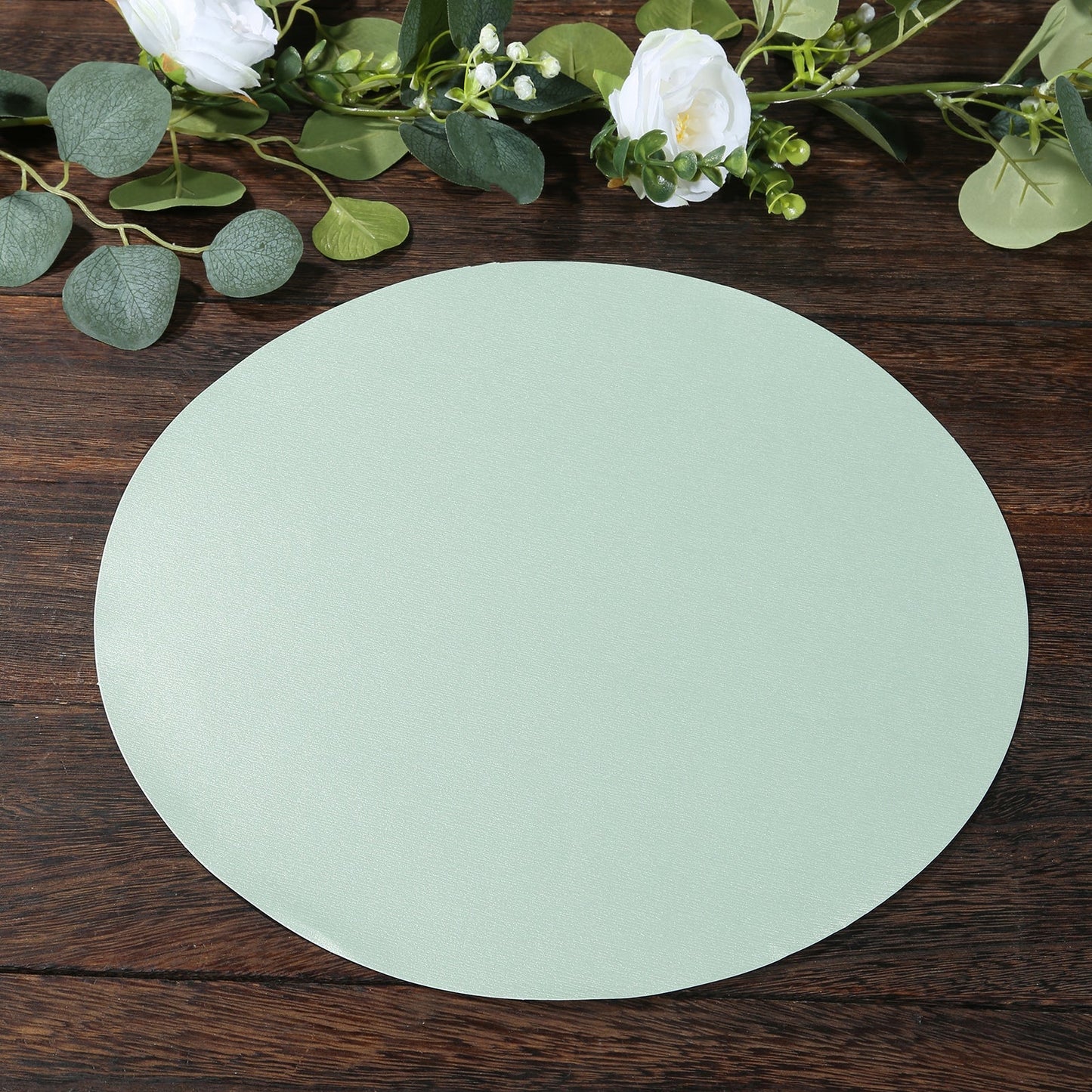 50 Pack 13" Round Disposable Paper Placemats â€“ Sage Green Cardboard Dining Table Mats, 120 GSM