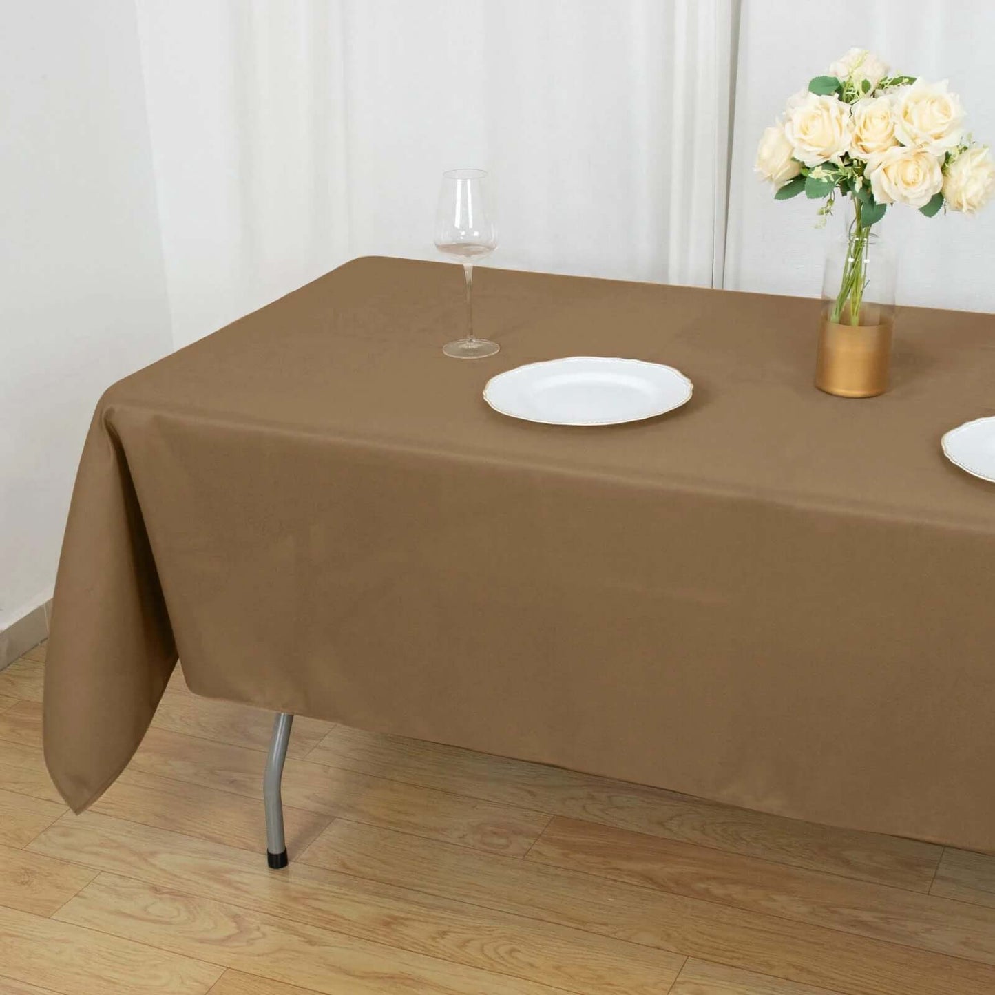 Polyester 60"x102" Rectangle Tablecloth Taupe - Durable and Stylish Table Cover