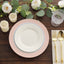 10-Pack Plastic Round Dinner Plates 10" White with Blush Rose Gold Spiral Rim - Chic Disposable Party Plates