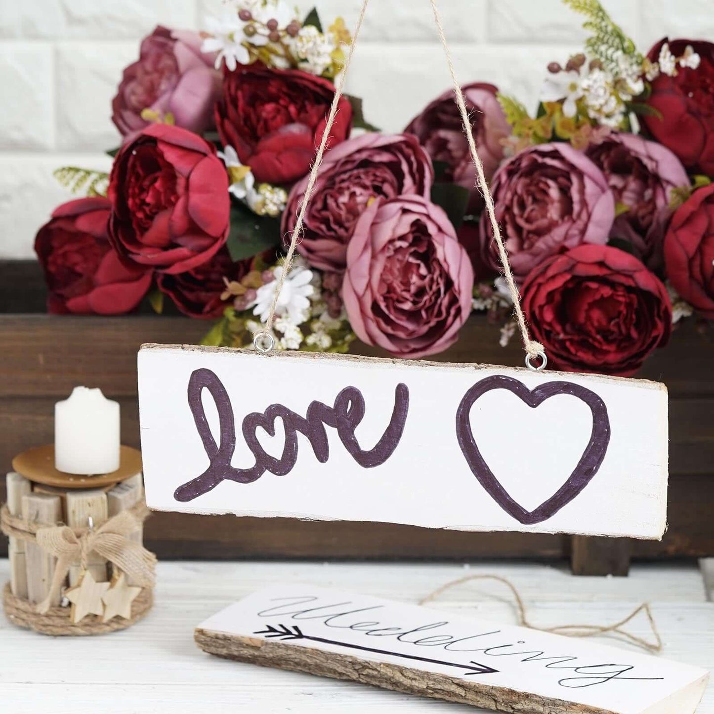 2 Pack 10"x4" Natural Blank Hanging DIY Wood Sign, Rectangle Wood Plaques