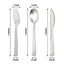 24-Pack Plastic Silverware Set with Hammered Design Silver - Heavy Duty Disposable Utensils 7"