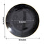 10-Pack Plastic 10" Round Dinner Plates in Black with Gold Rim - Glossy Disposable Party Plates