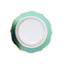 10-Pack Plastic 8" Round Dessert Plates in White with Hunter Emerald Green Blossom Design & Gold Edging - Disposable Salad Appetizer Plates