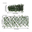 17"x95" Expandable Wooden Lattice Fence With Artificial Ivy Leaf Trellis Vines, Accordion Backdrop Fencing
