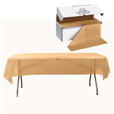 Plastic Table Cover Roll Gold with Slide Cutter - Customizable Disposable Tablecloth Roll 54’’x300ft - Tablecloths