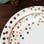 25-Pack Paper Round Dinner Plates 9" White with Metallic Rose Gold Polka Dots - Disposable 300GSM Party Plates for Banquets & Celebrations