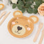 25-Pack Paper 7" Round Plates Brown Teddy Bear Print - Disposable 300GSM Cute Bear Themed Appetizer Dessert Party Plates for Baby Shower Birthday Event Decoration