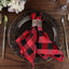 5 Pack Polyester 15"x15" Napkins Black/Red Buffalo Plaid Gingham Style Cloth Napkins