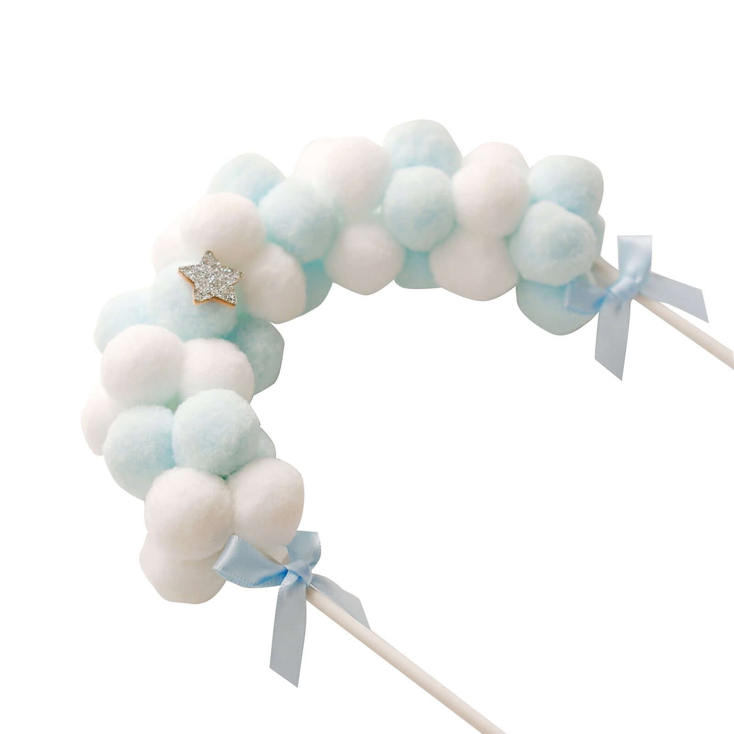 Cotton Ball Arch Cake Topper Blue/White - Charming Mini Cake Decoration Supplies for Nautical Sky & Baby-Themed Events 6"x11"