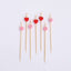 100-Pack Bamboo Cocktail Sticks Heart Design Eco Friendly Red/Pink - Biodegradable Fruit Appetizer Party Picks 5"