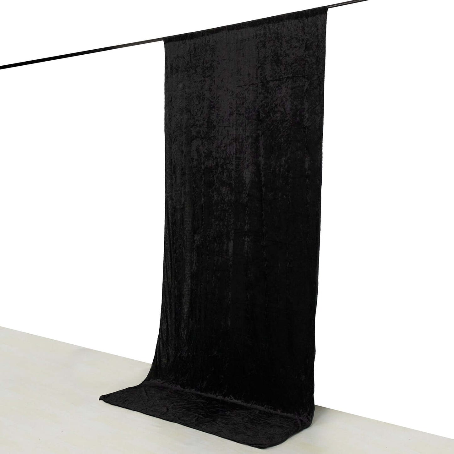 Black Crushed Velvet Backdrop Curtain â€“ 5ft x 12ft Event Drape with Rod Pocket, Privacy Panel for Photo Booths & Events