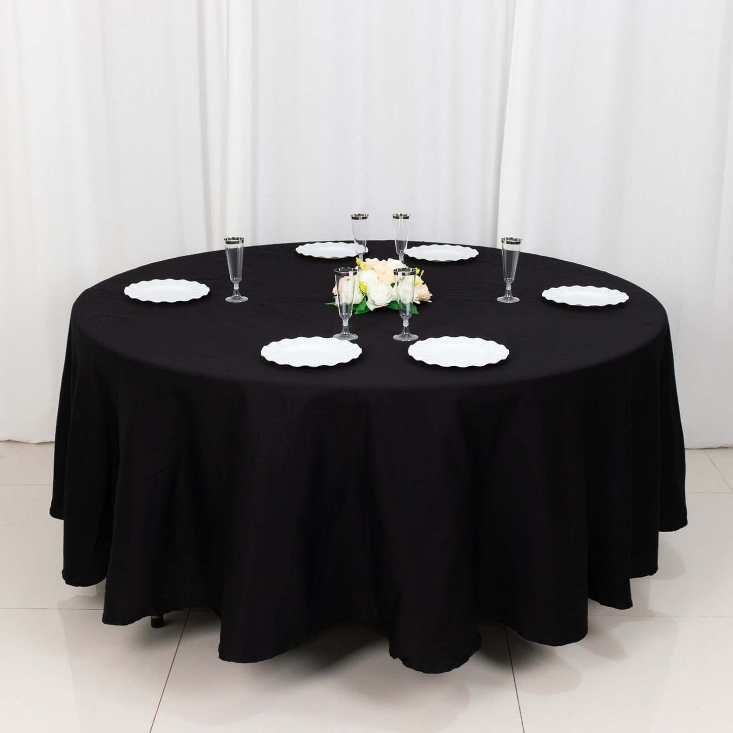 100% Cotton 108" Round Tablecloth Black Linen - Soft & Breathable Table Cover