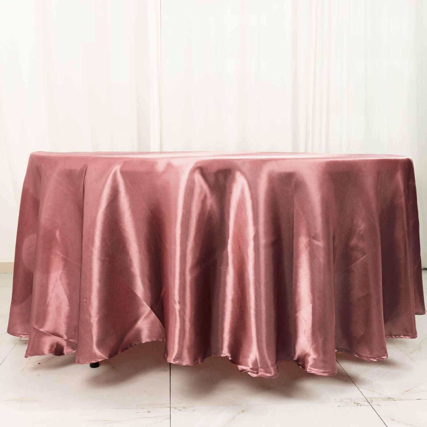 Satin 108" Round Tablecloth Cinnamon Rose - Smooth and Lustrous Table Cover