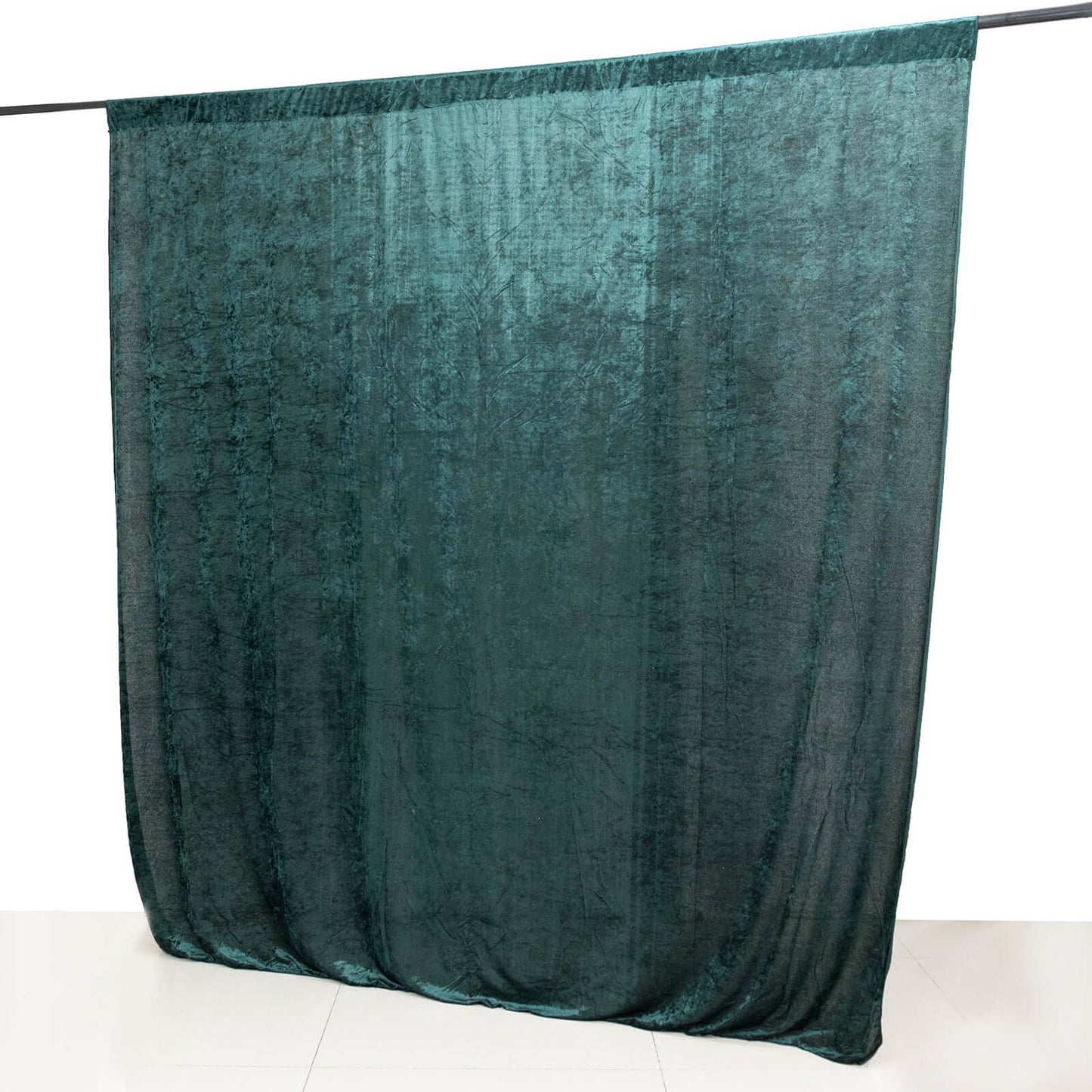 Hunter Emerald Green Crushed Velvet Backdrop Curtain â€“ 8ft x 8ft Event Drape with Rod Pocket, Privacy Panel for Photo Booths & Events