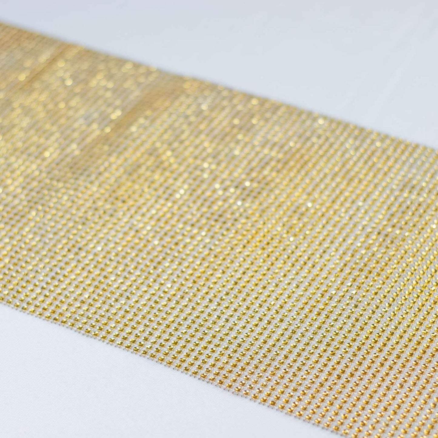 Crystal Rhinestone 10"x108" Table Runner Gold - Luxe Shiny Diamond Mesh Bling Table Runner Roll