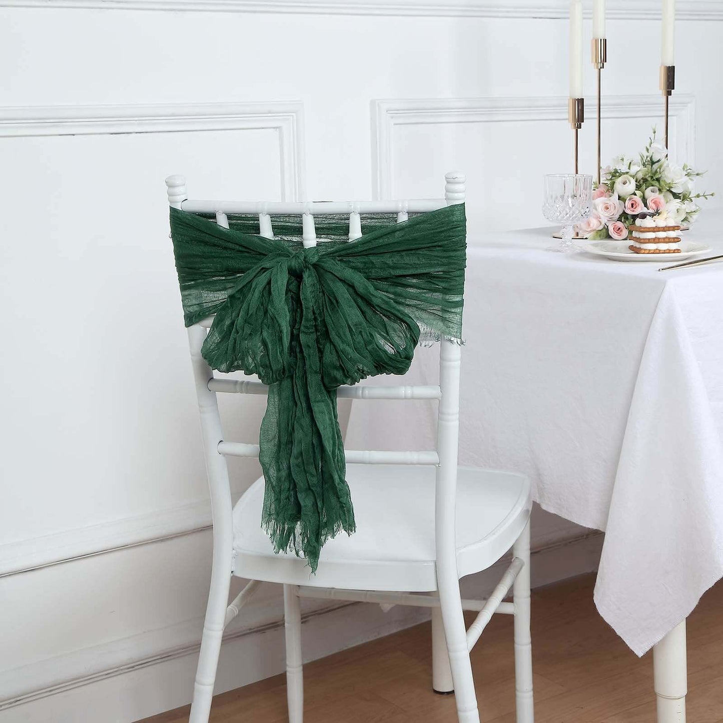 5 Pack Cheesecloth Gauze 16"x88" Chair Sashes Hunter Emerald Green - Boho Chair Decorations