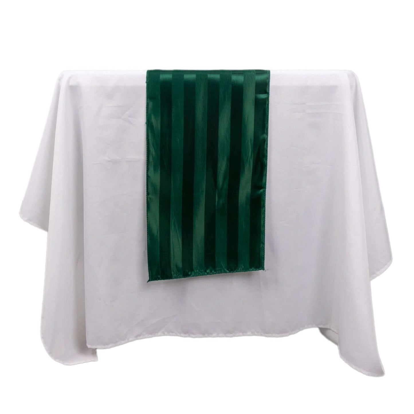 Satin 12"x108" Table Runner Hunter Emerald Green - Stripe Table Decor