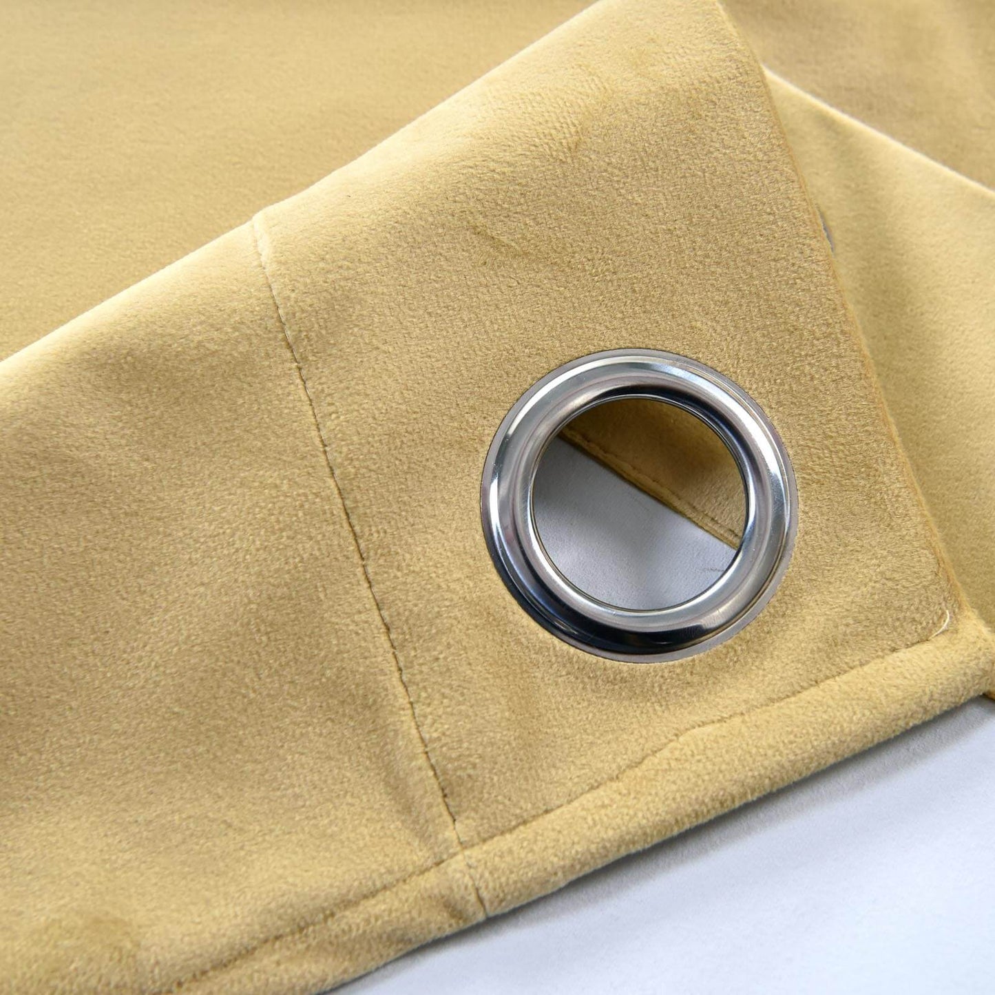 2 Pack Champagne 330 GSM Premium Velvet Thermal Blackout Curtains With Chrome Grommet Window Treatment Panels - 52"x64"