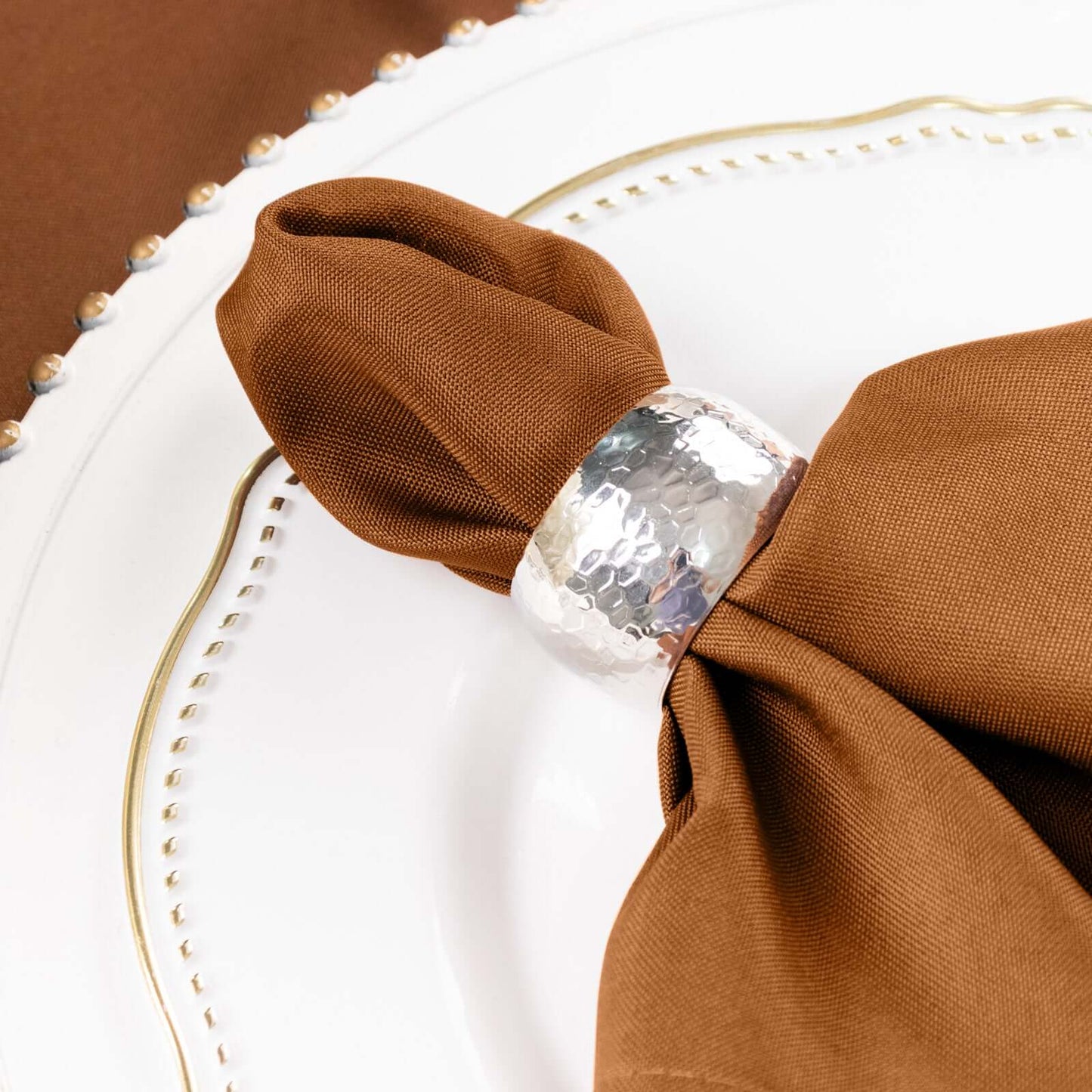 5 Pack Polyester 17"x17" Napkins Cinnamon Brown - Durable & Wrinkle Resistant Dinner Napkins