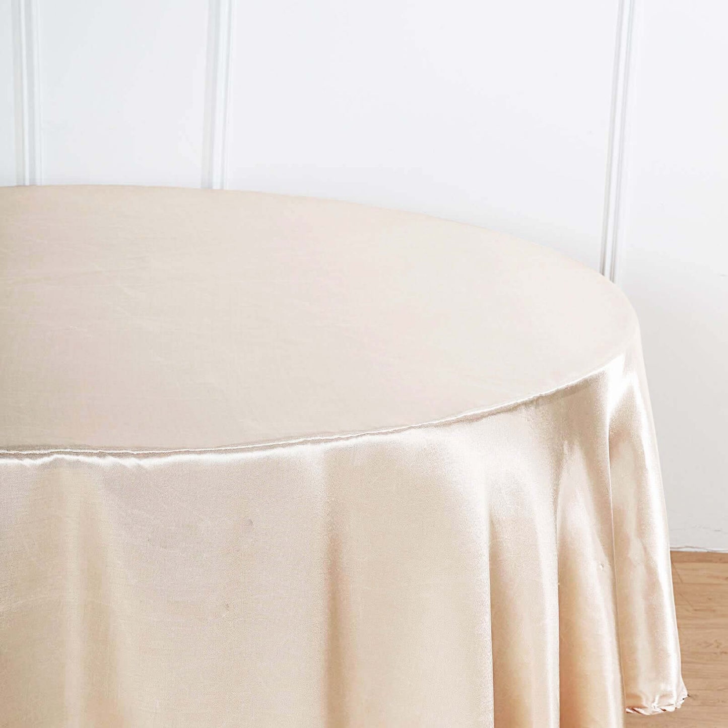 Satin 120" Round Tablecloth Beige - Stylish Seamless Table Cover