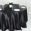 Satin 132" Round Tablecloth Black - Stylish Seamless Table Cover for Weddings & Events