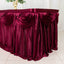 Satin 14ft Table Skirt Burgundy - Pleated Double Drape Table Cover