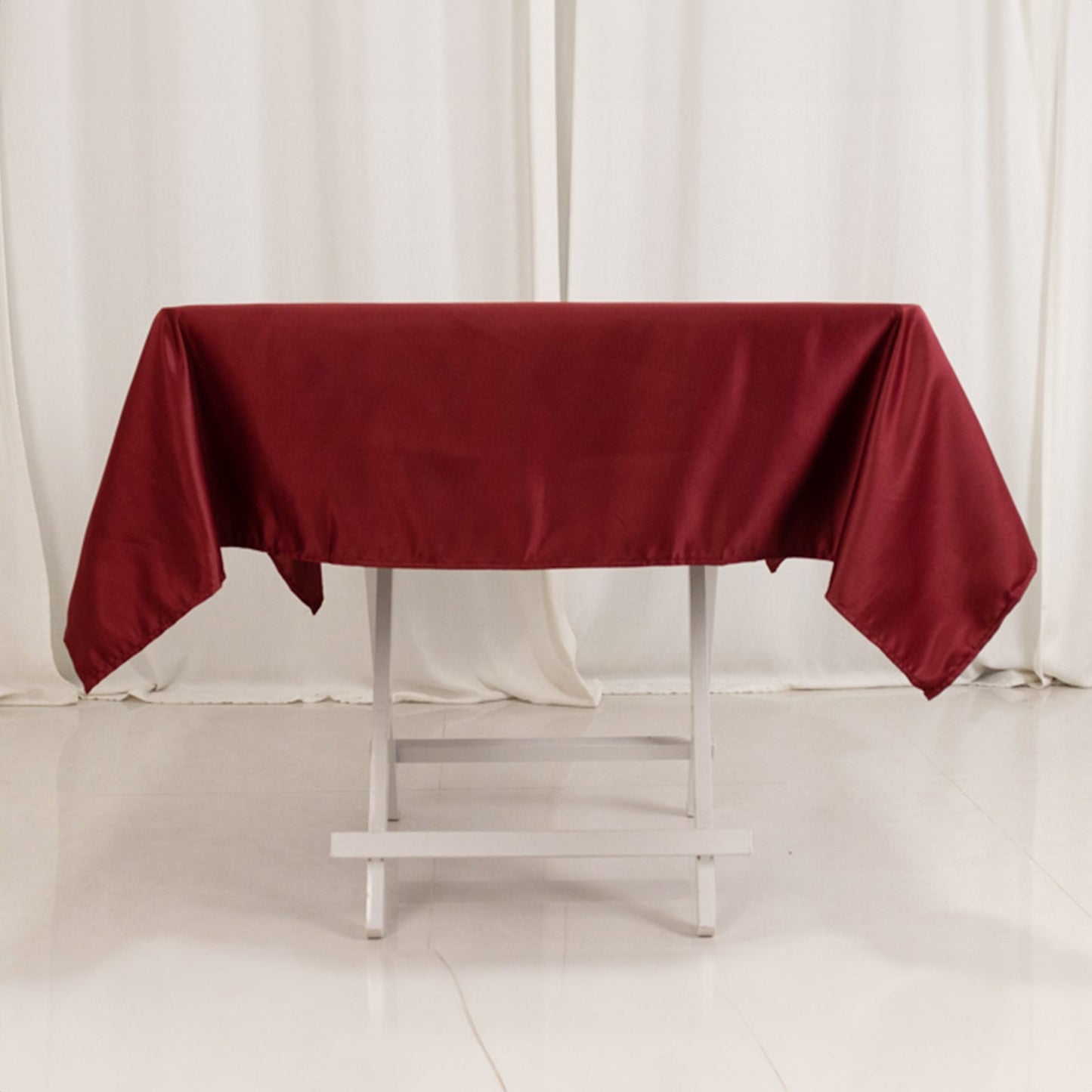 Lamour Satin 54"x54" Square Tablecloth Burgundy - Durable & Silk-Like Table Cover