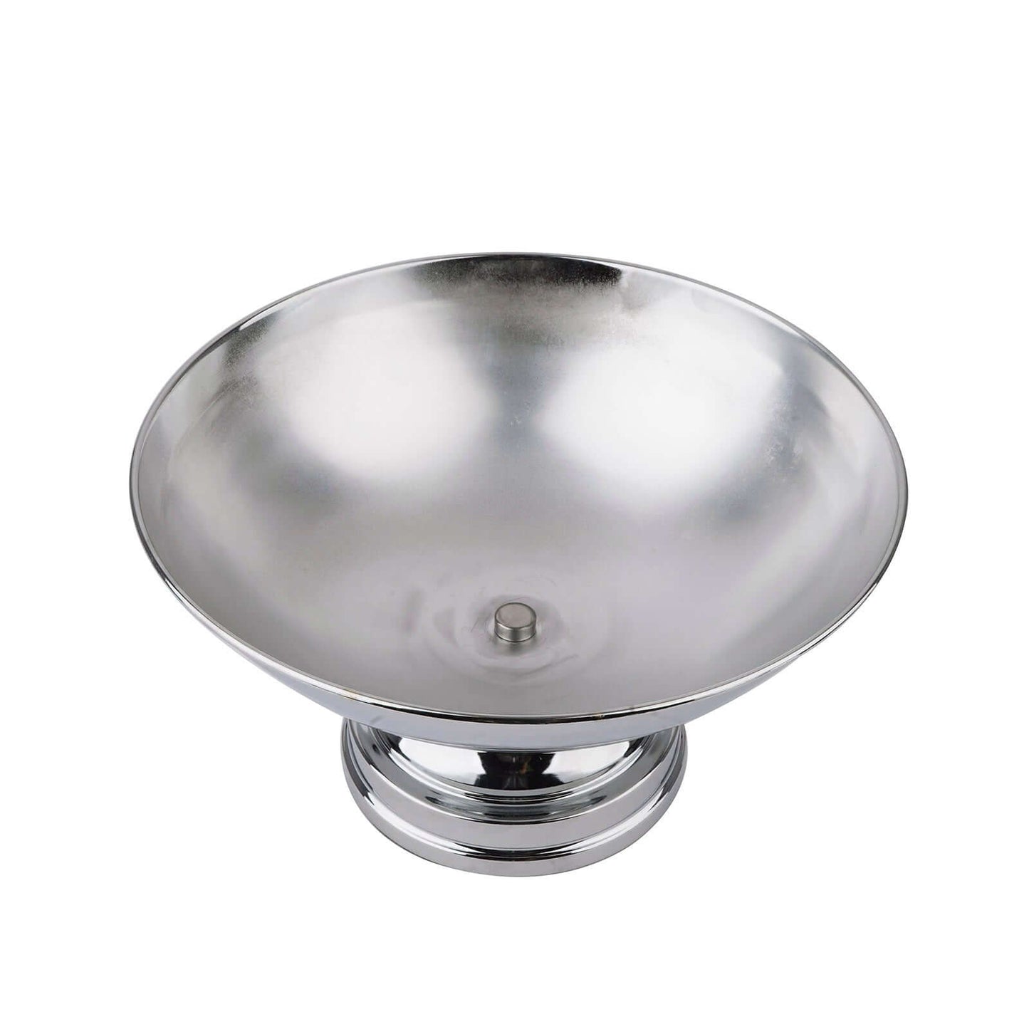 Metal Pedestal Flower Pot Round Design Metallic Silver - Floating Candle Bowl and Display Dish 12"