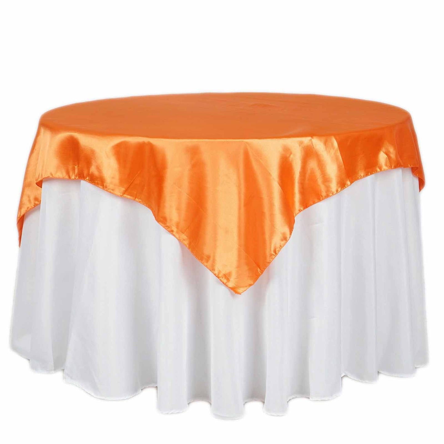 Satin 72"x72" Table Overlay Square Tablecloth Orange - Smooth Finish Table Cover