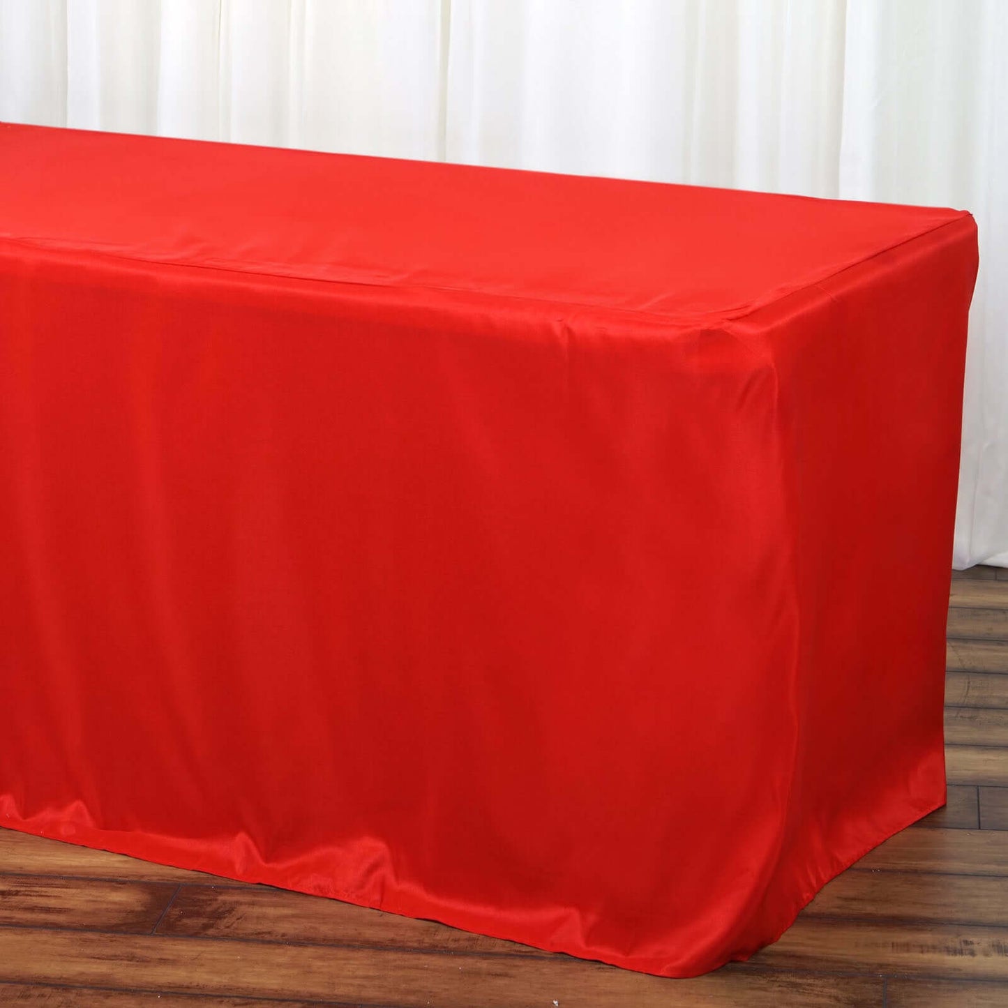 Fitted Polyester 72"x30" Rectangle Tablecloth Red - Durable and Easy to Maintain Table Cover