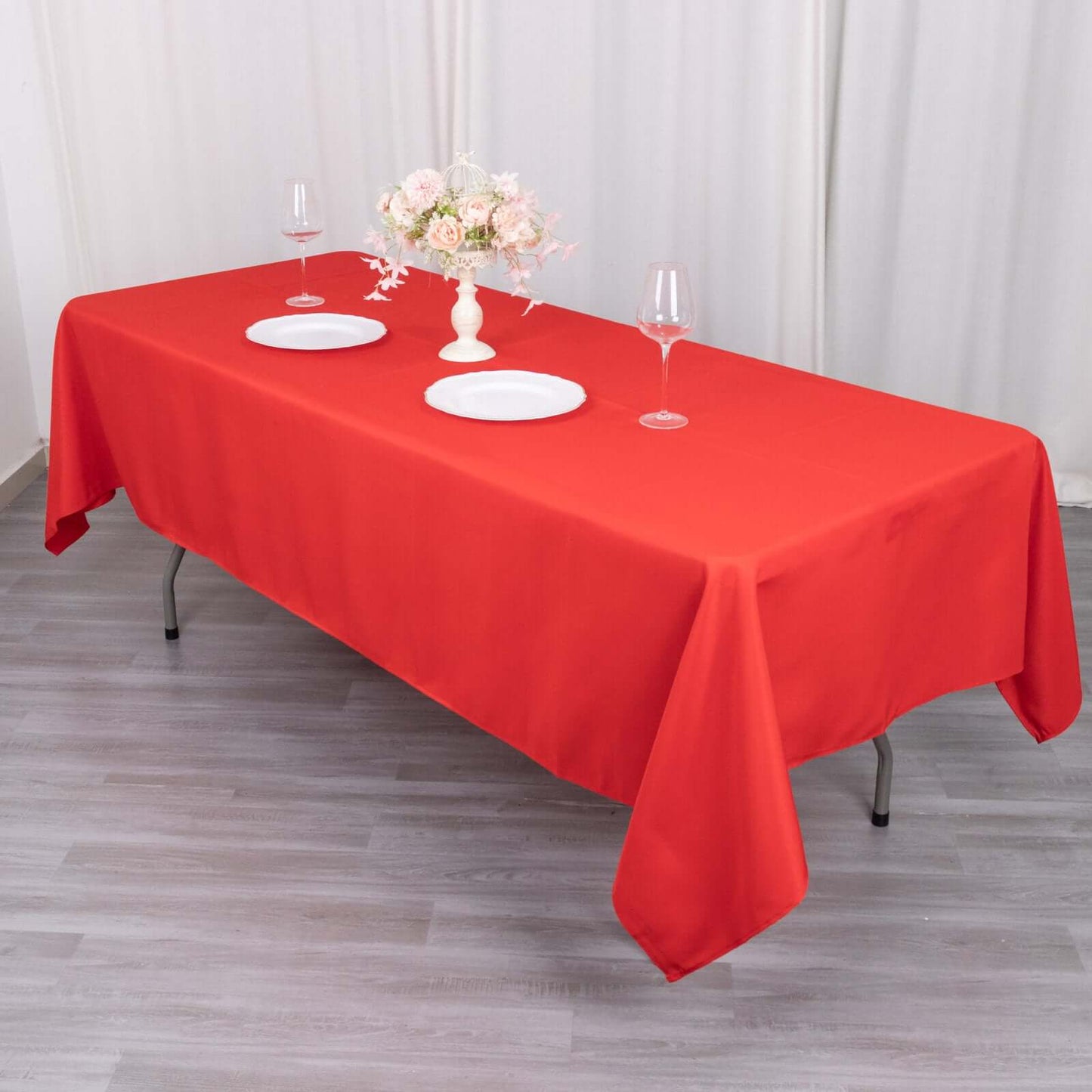 Premium Polyester 60"x102" Rectangle Tablecloth Red - Durable 220GSM Wrinkle-Resistant Table Cover