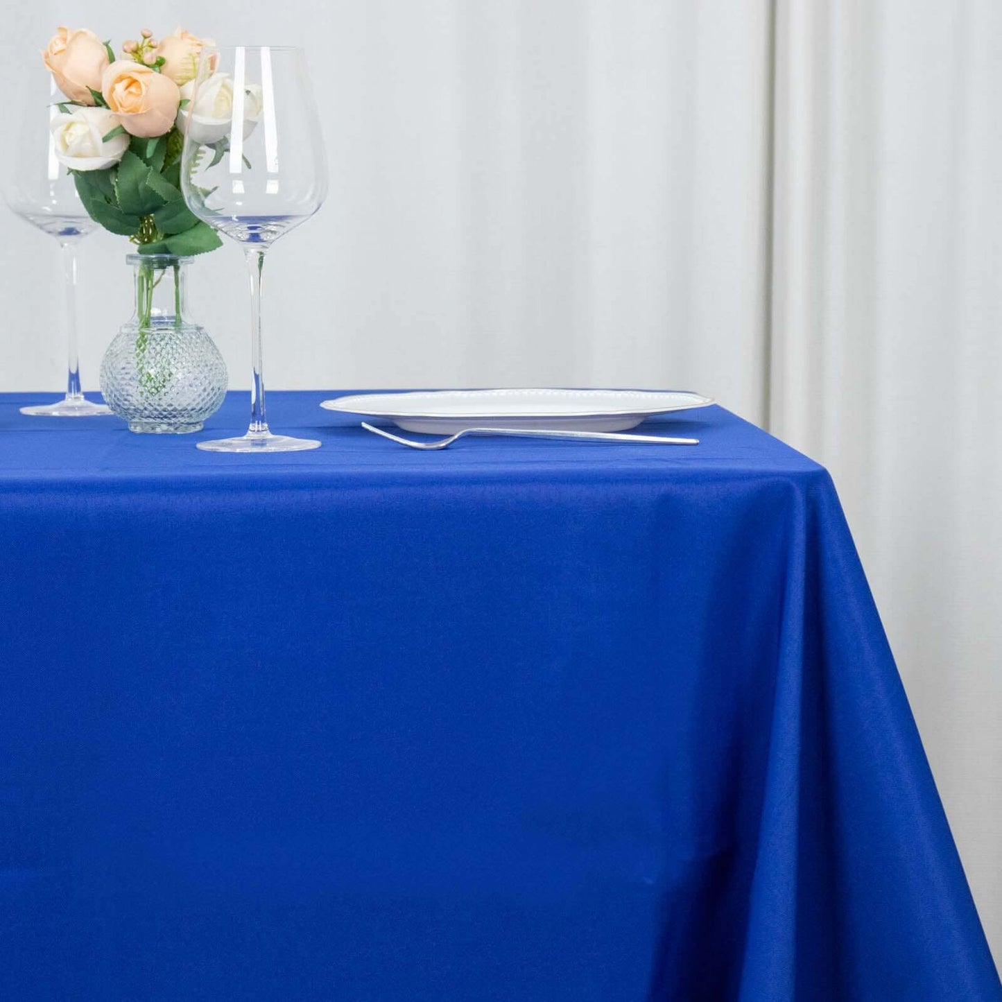 Premium Polyester 70"x70" Table Overlay Square Tablecloth Royal Blue 220GSM Wrinkle-Resistant Table Cover
