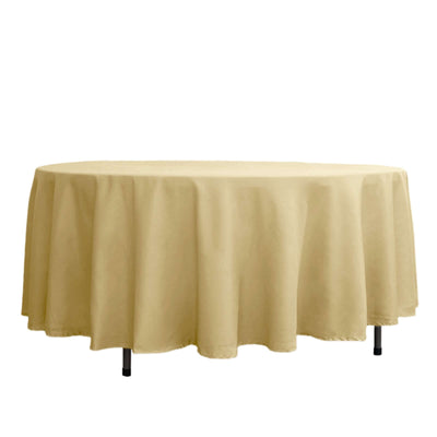 Polyester 108" Round Tablecloth Champagne - Wrinkle-Resistant Table Cover