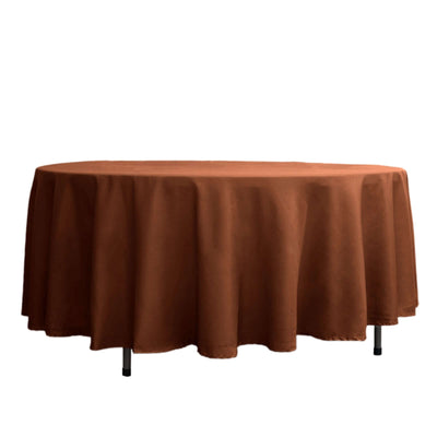 Polyester 108’’ Round Tablecloth Cinnamon Brown - Wrinkle-Resistant Table Cover - Tablecloths