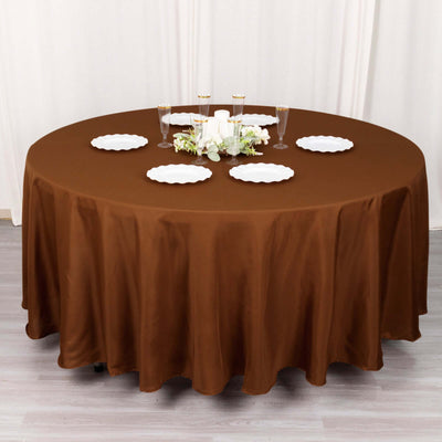 Polyester 108’’ Round Tablecloth Cinnamon Brown - Wrinkle-Resistant Table Cover - Tablecloths