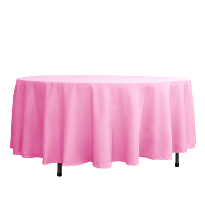 Polyester 108" Round Tablecloth Pink - Wrinkle-Resistant Table Cover